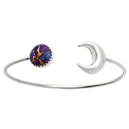 Crescent Moon - Copper Purple Turquoise Cuff Bangle Bracelet B-1046 31-EB10308