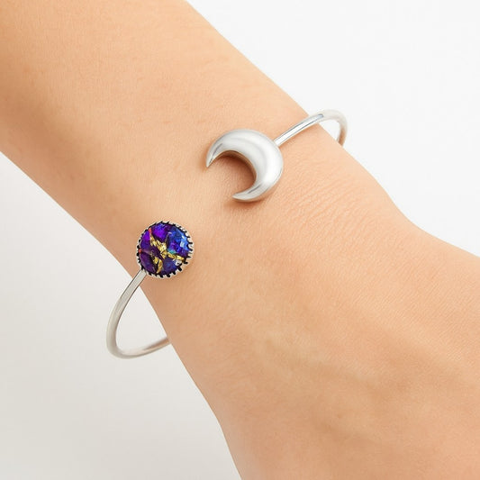 Crescent Moon - Copper Purple Turquoise Cuff Bangle Bracelet B-1046 31-EB10308