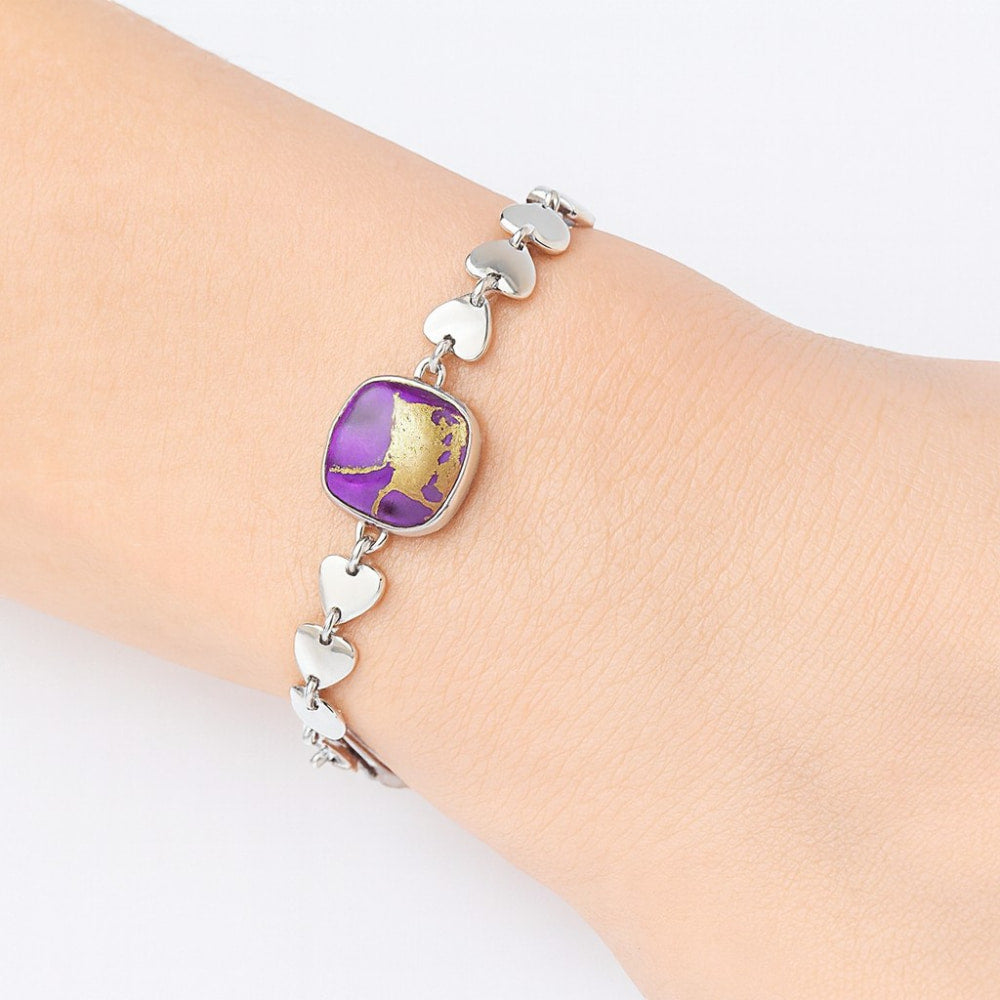 Premium Heart - Copper Purple Turquoise Bracelet B-1044 31-EB10313