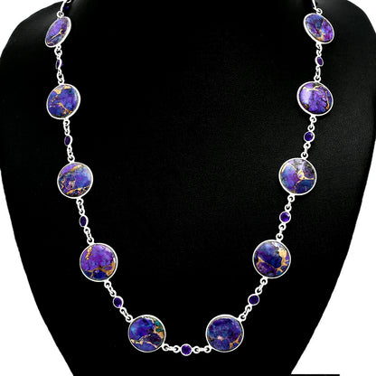 Premium Quality Copper Purple Turquoise & Amethyst Necklace N-1024 31-EN10095
