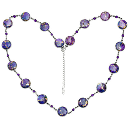 Premium Quality Copper Purple Turquoise & Amethyst Necklace N-1024 31-EN10095