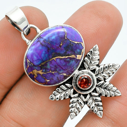 Premium Quality Copper Purple Turquoise & Garnet Pendant P-1425 31-EP10187
