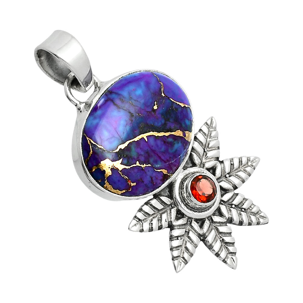Premium Quality Copper Purple Turquoise & Garnet Pendant P-1425 31-EP10187