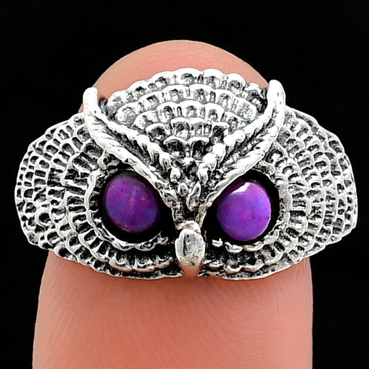 Premium Quality Owl - Copper Purple Turquoise Ring size-9.5 R-1022 31-ER12018