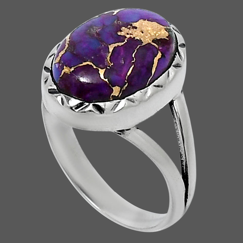 Premium Copper Purple Turquoise Ring size-7 R-1074 31-ER12102