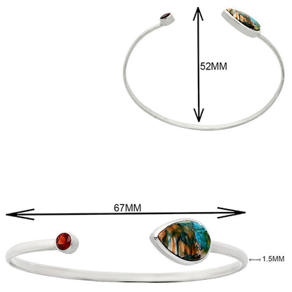 Premium Spiny Oyster Turquoise & Garnet Cuff Bangle Bracelet B-1004 32-EB10315