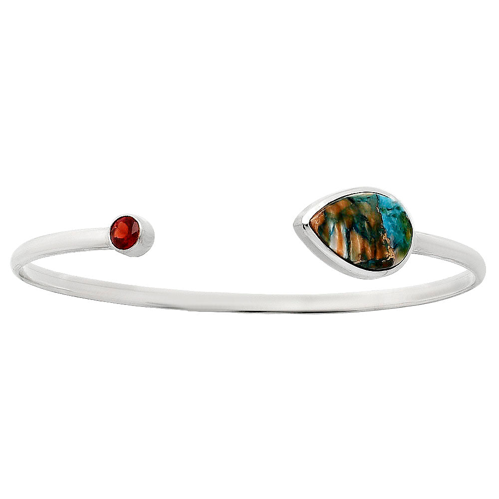 Premium Spiny Oyster Turquoise & Garnet Cuff Bangle Bracelet B-1004 32-EB10315