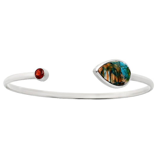 Premium Spiny Oyster Turquoise & Garnet Cuff Bangle Bracelet B-1004 32-EB10315