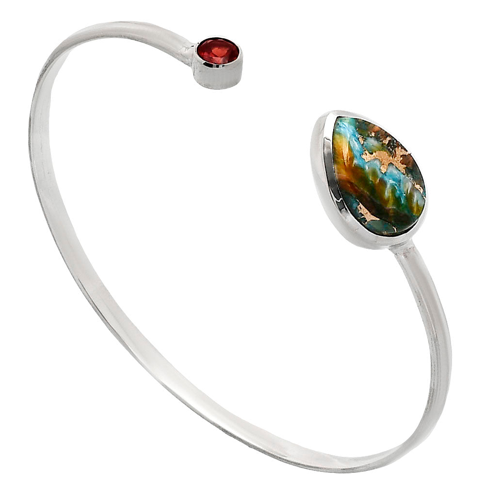 Premium Spiny Oyster Turquoise & Garnet Cuff Bangle Bracelet B-1004 32-EB10316