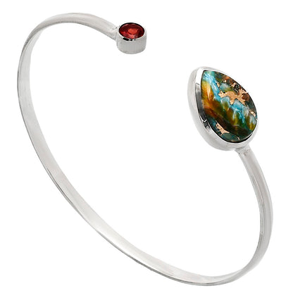 Premium Spiny Oyster Turquoise & Garnet Cuff Bangle Bracelet B-1004 32-EB10316