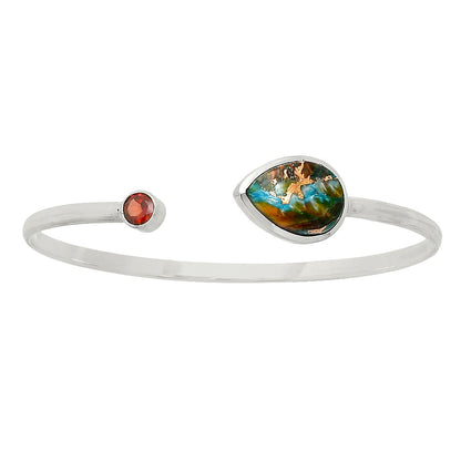 Premium Spiny Oyster Turquoise & Garnet Cuff Bangle Bracelet B-1004 32-EB10316