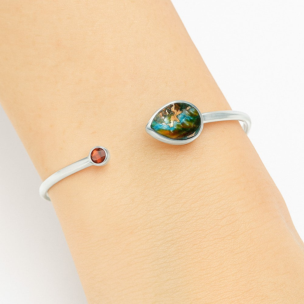 Premium Spiny Oyster Turquoise & Garnet Cuff Bangle Bracelet B-1004 32-EB10316