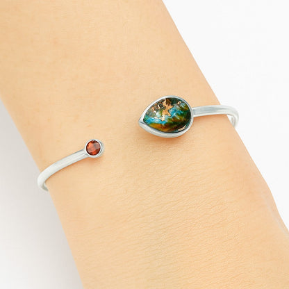 Premium Spiny Oyster Turquoise & Garnet Cuff Bangle Bracelet B-1004 32-EB10316