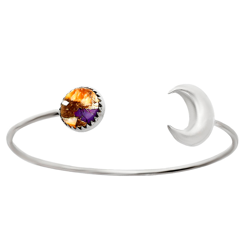 Crescent Moon - Spiny Oyster Turquoise Cuff Bangle Bracelet B-1046 32-EB10317