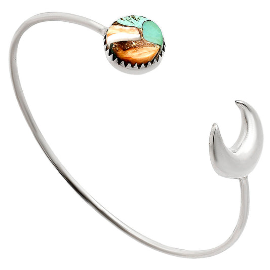 Crescent Moon - Spiny Oyster Turquoise Cuff Bangle Bracelet B-1046 32-EB10318
