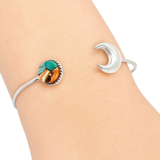 Crescent Moon - Spiny Oyster Turquoise Cuff Bangle Bracelet B-1046 32-EB10318