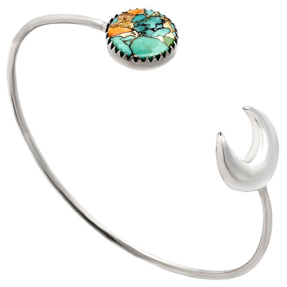 Crescent Moon - Spiny Oyster Turquoise Cuff Bangle Bracelet B-1046 32-EB10319
