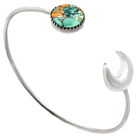 Crescent Moon - Spiny Oyster Turquoise Cuff Bangle Bracelet B-1046 32-EB10319
