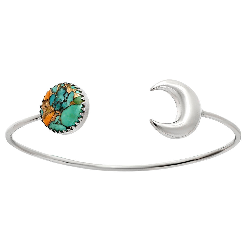 Crescent Moon - Spiny Oyster Turquoise Cuff Bangle Bracelet B-1046 32-EB10319