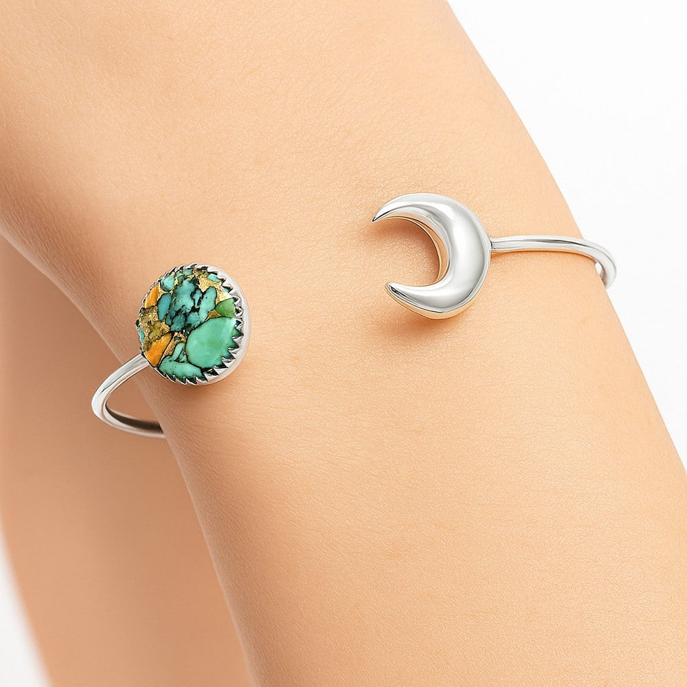 Crescent Moon - Spiny Oyster Turquoise Cuff Bangle Bracelet B-1046 32-EB10319