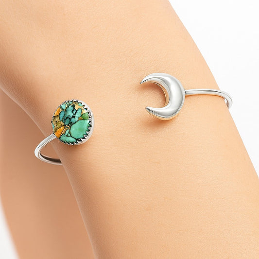 Crescent Moon - Spiny Oyster Turquoise Cuff Bangle Bracelet B-1046 32-EB10319