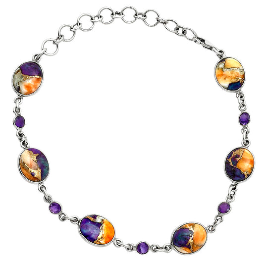 Premium Quality Spiny Oyster Turquoise & Amethyst Bracelet B-1006 32-EB10330