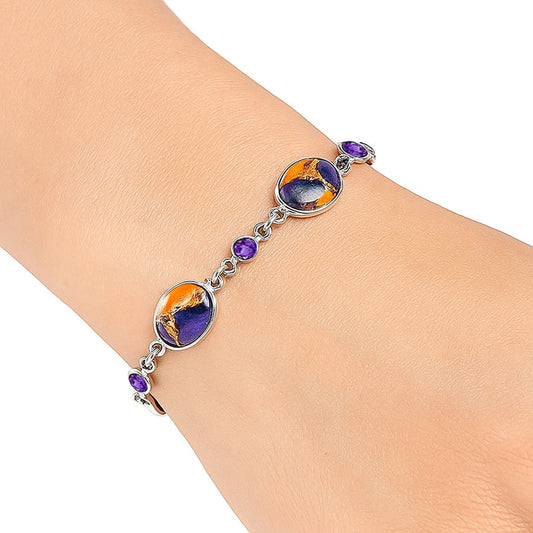 Premium Quality Spiny Oyster Turquoise & Amethyst Bracelet B-1006 32-EB10330