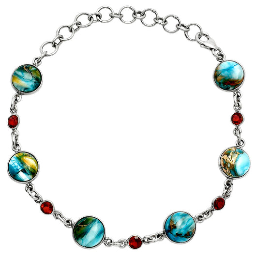 Premium Quality Spiny Oyster Turquoise & Garnet Bracelet B-1006 32-EB10332