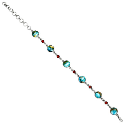 Premium Quality Spiny Oyster Turquoise & Garnet Bracelet B-1006 32-EB10332