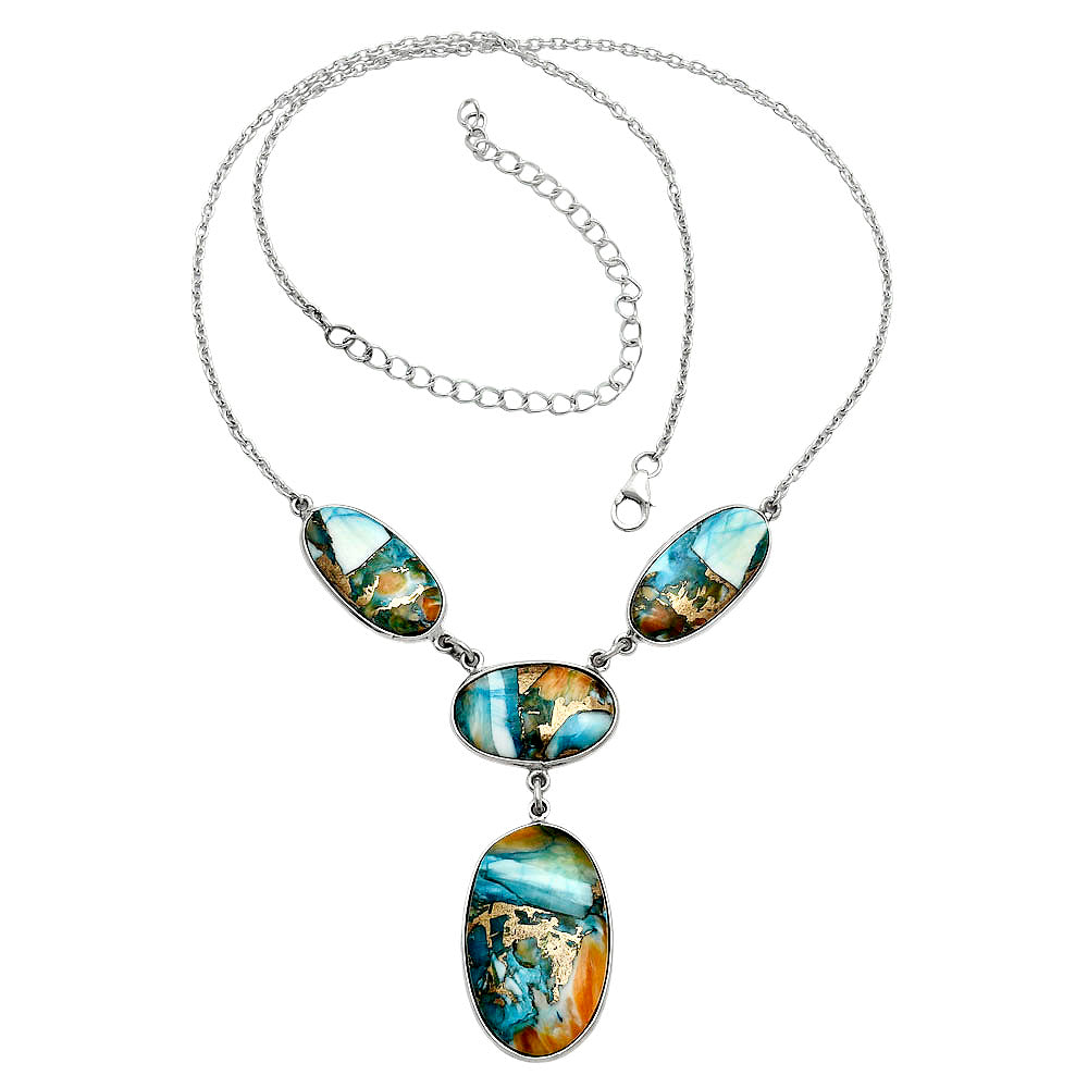 Premium Quality Spiny Oyster Turquoise - Arizona Necklace N-1013 32-EN10101
