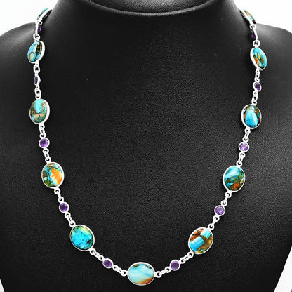 Premium Quality Spiny Oyster Turquoise & Amethyst Necklace N-1024 32-EN10103