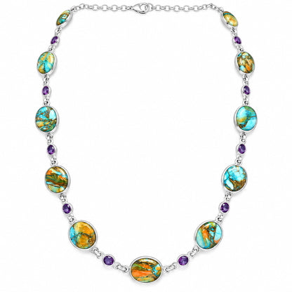 Premium Quality Spiny Oyster Turquoise & Amethyst Necklace N-1024 32-EN10104