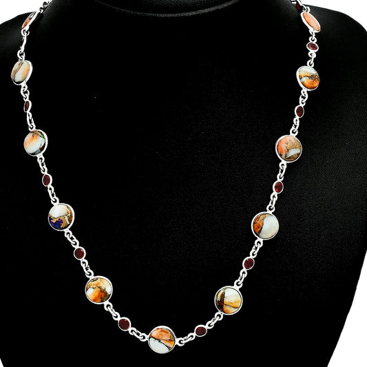 Premium Quality Spiny Oyster Turquoise & Garnet Necklace N-1024 32-EN10105