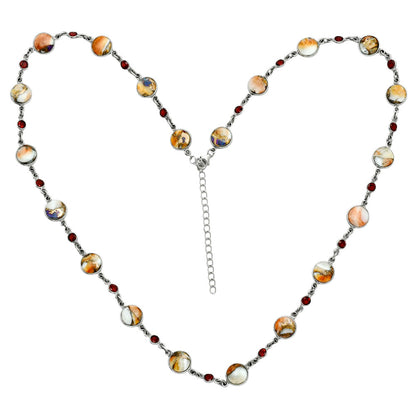 Premium Quality Spiny Oyster Turquoise & Garnet Necklace N-1024 32-EN10105