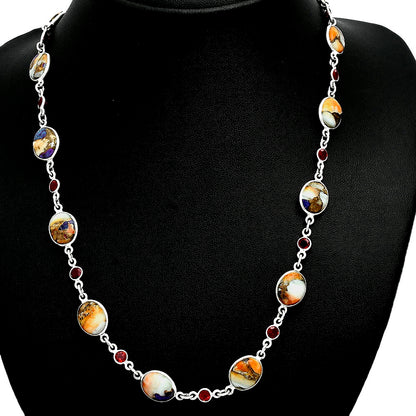Premium Quality Spiny Oyster Turquoise & Garnet Necklace N-1024 32-EN10106