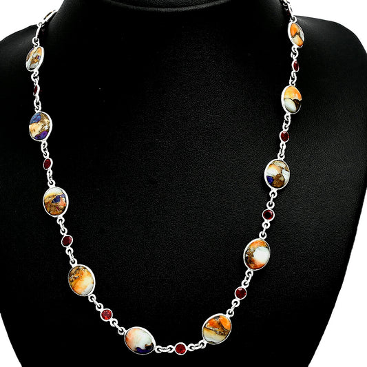 Premium Quality Spiny Oyster Turquoise & Garnet Necklace N-1024 32-EN10106