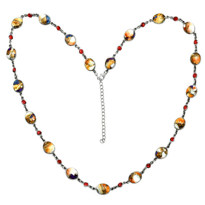 Premium Quality Spiny Oyster Turquoise & Garnet Necklace N-1024 32-EN10106