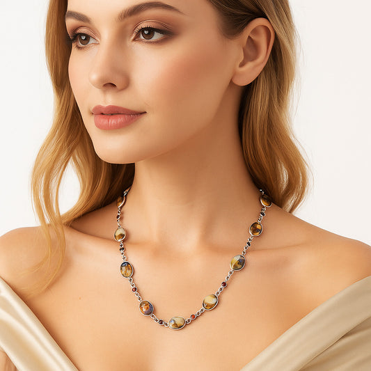 Premium Quality Spiny Oyster Turquoise & Garnet Necklace N-1024 32-EN10106