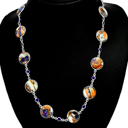 Premium Quality Spiny Oyster Turquoise & Amethyst Necklace N-1024 32-EN10107