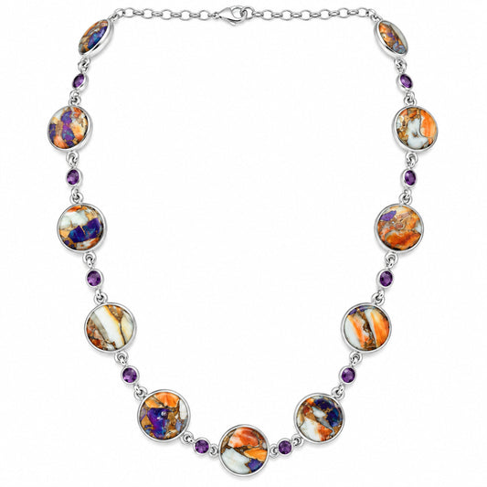 Premium Quality Spiny Oyster Turquoise & Amethyst Necklace N-1024 32-EN10107