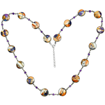 Premium Quality Spiny Oyster Turquoise & Amethyst Necklace N-1024 32-EN10107