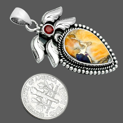Premium Quality Spiny Oyster Turquoise & Garnet Pendant P-1740 32-EP10221
