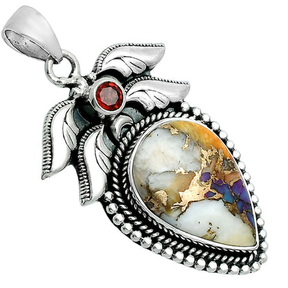Premium Quality Spiny Oyster Turquoise & Garnet Pendant P-1740 32-EP10222