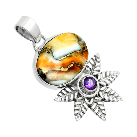 Premium Quality Spiny Oyster Turquoise & Amethyst Pendant P-1425 32-EP10224
