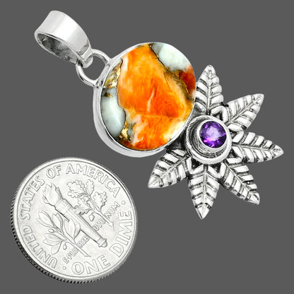 Premium Quality Spiny Oyster Turquoise & Amethyst Pendant P-1425 32-EP10225