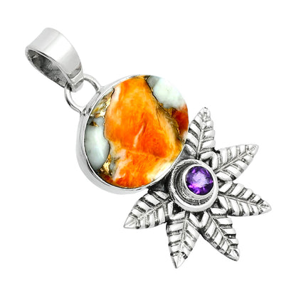 Premium Quality Spiny Oyster Turquoise & Amethyst Pendant P-1425 32-EP10225