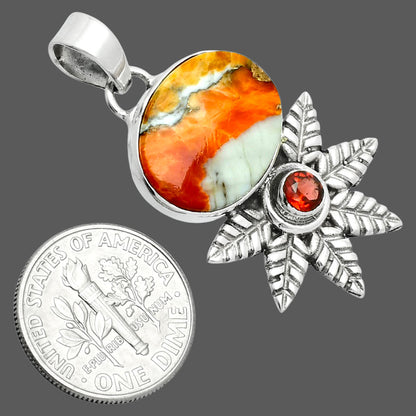 Premium Quality Spiny Oyster Turquoise & Garnet Pendant P-1425 32-EP10226