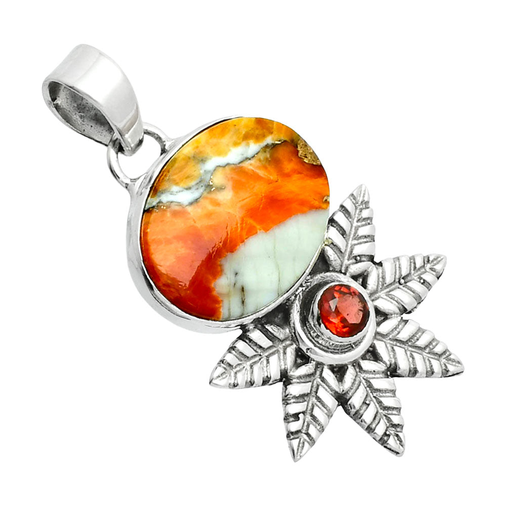 Premium Quality Spiny Oyster Turquoise & Garnet Pendant P-1425 32-EP10226