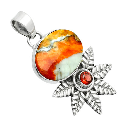 Premium Quality Spiny Oyster Turquoise & Garnet Pendant P-1425 32-EP10226