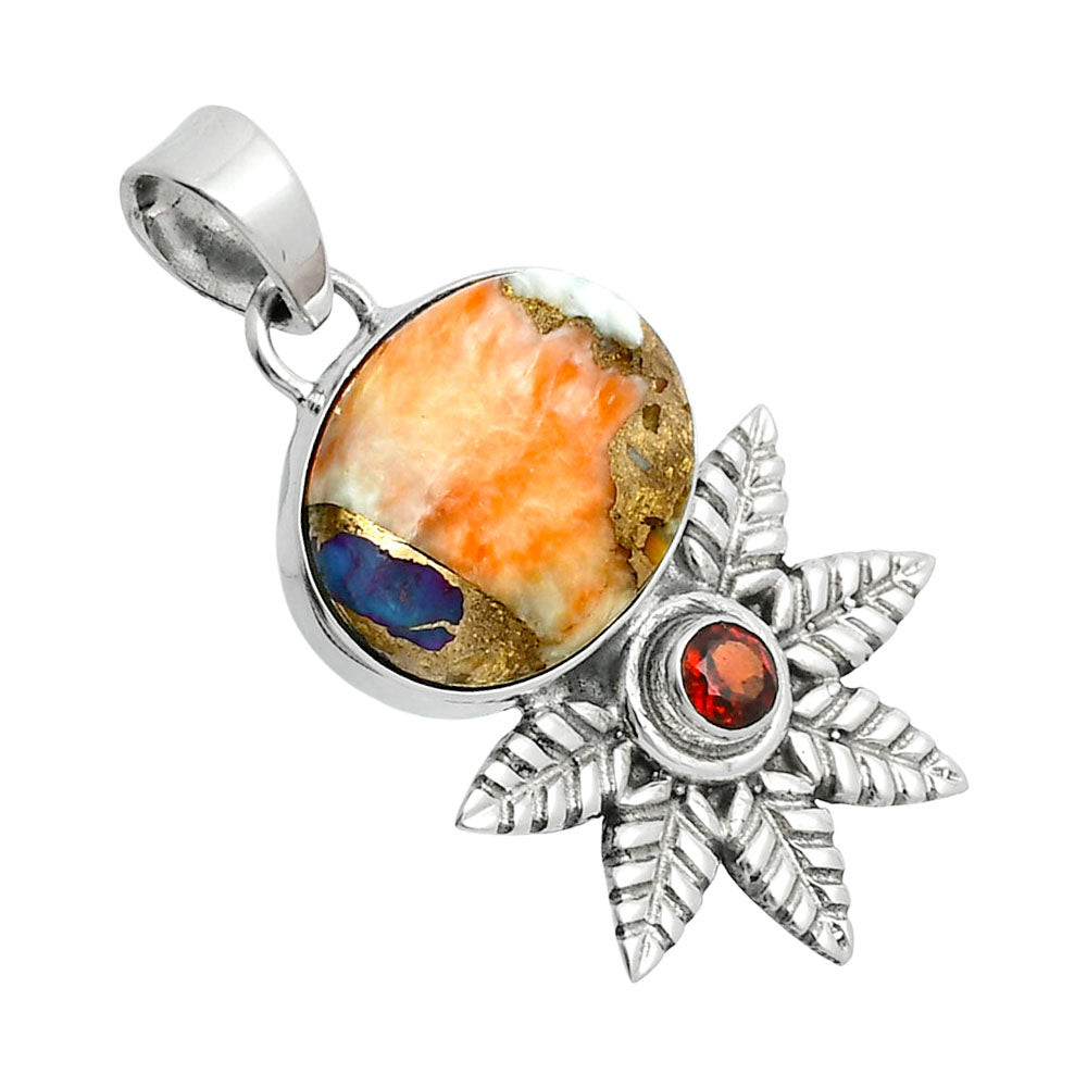 Premium Quality Spiny Oyster Turquoise & Garnet Pendant P-1425 32-EP10227
